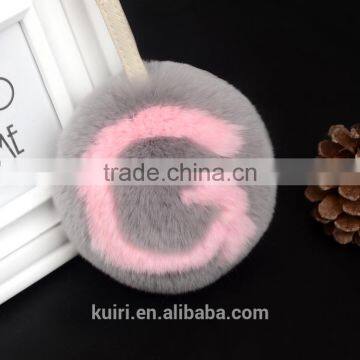 Factory Directly China Supplier Letter Pom Pom Ball Bag Accessory Fox/rabbit Fur Keychain photo-3