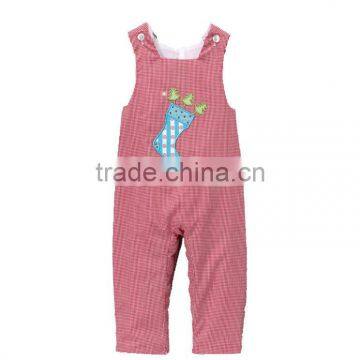 Red Christmas Stocking Smocked Overalls