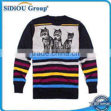 Mens Crew Neck Cartoon Digital Printing Sweater