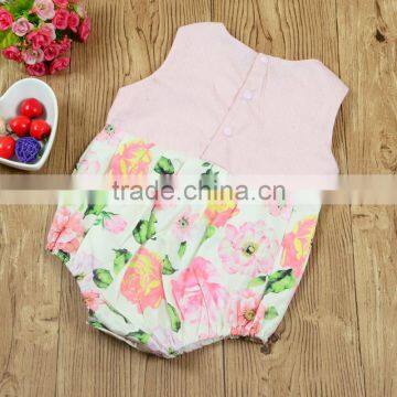 S33496W Summer Floral Print Baby Girls Clothes Flower Retro Infant Jumpsuit Romper photo-3