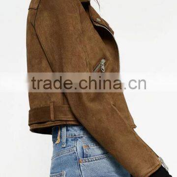 Runwaylover EY1066C 2016 New Fashion Short Women Suede Fabric Basic Jacket photo-4