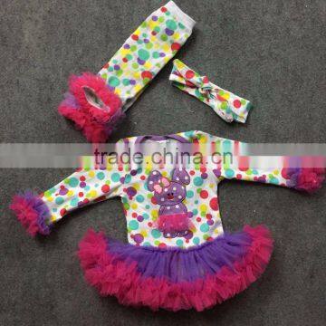 baby clothes boutique colorful Easter dot bunny romper girls rompers tutu jump infant Kids ningbo baby kids wear firm