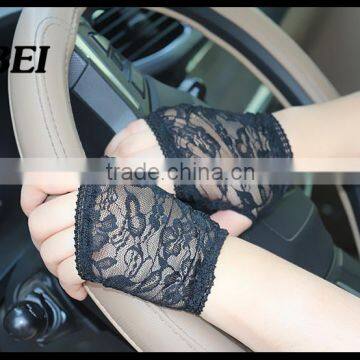 Lace Jacqaurd Sexy Half Hand UV Protect Driving Summer Gloves photo-3