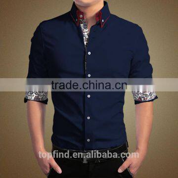 2015 New Style 100% Cotton Long Sleeve Double Collar Men Dress Shirt in Bulk photo-3