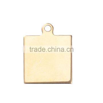 Stainless Steel Charms Square Gold Plated Blank Stamping Tags