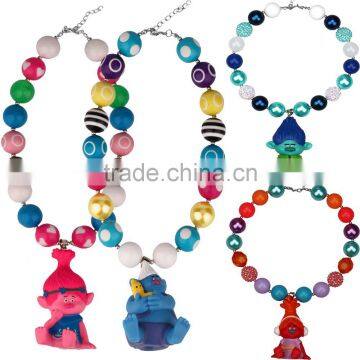 Photo Prop Trolls necklace bubblegum girls bead necklace M7030602