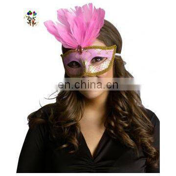 Venetian Mardi Gras Masquerade Party Pink Feather Carnival Masks HPC-0481