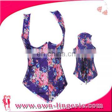 flower printed Shoulder strap corset shaper slimming corset, bust and waist shaper