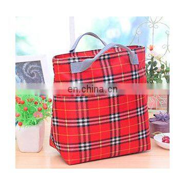 2017 Insulated Cold Canvas Grid Picnic Totes Carry Case Hot Sale Thermal Portable Lunch Bag photo-5