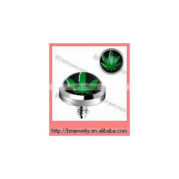 Cool Marijuana micro skin diver top piercing dermal anchor body jewelry