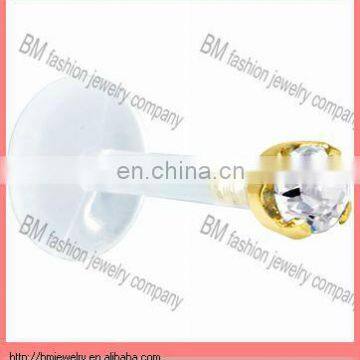 Hot selling 16g lip rings with crystal body piercing jewelry