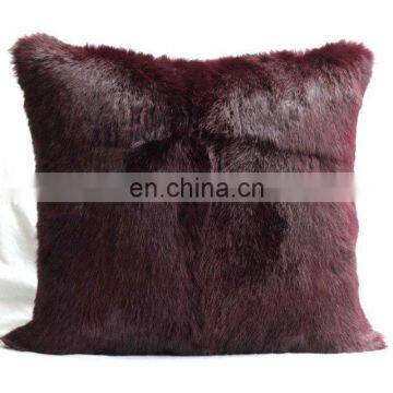 dyed brown color rabbit fur cushion for sofa