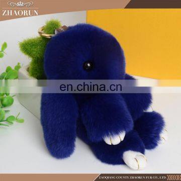 Colored Rabbit Shape Chain Custom Keychain Soft Rabbit Fur Ball Key Chain photo-4