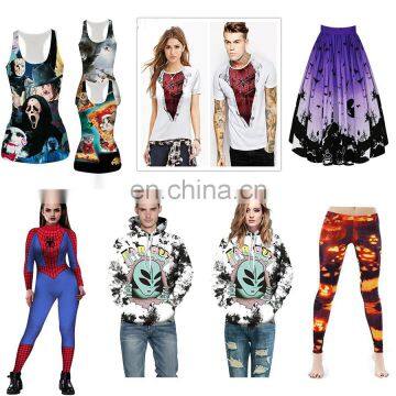 Newly Halloween Costume Clothing T Shirt Dress Skull Tank Top Bodysuit Hoody Sweatshirt and Skeleton Leggings