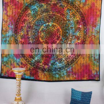 Indian Elephant Tie Die Mandala Decor Cotton Handmade Hippy Queen Wall Hanging, Tapestry, Decorative Bedspread Throw