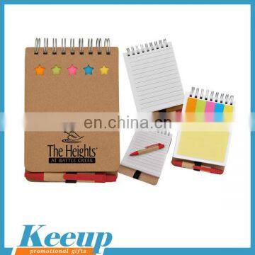 Logo customized Cheap Recycled Notebook with Stick and ballpen