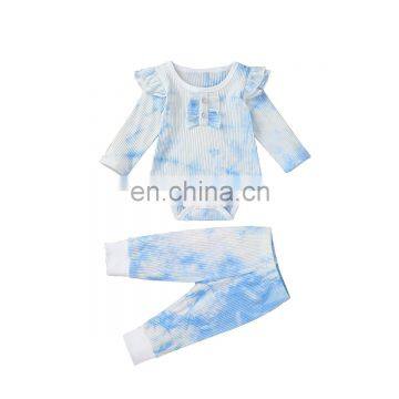 Flutter Sleeve Girls Romper And Pant Little Girl Outfit Sets Tie Dye Outfits photo-2