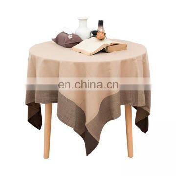 Coffee and green high quality fine hemming 100% polyester dining table cover