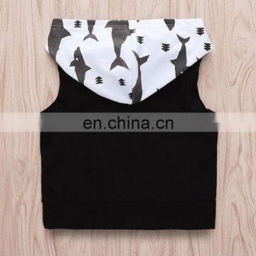 2019 Summer Kids Cotton Shark Print Hoodies Top Tshirt & Baby Animal pp Pants Shorts 2pc Set photo-3