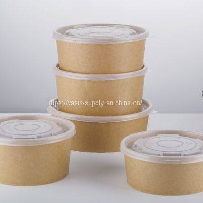 Eco friendly disposable food container paper soup bowl with lid noodle bowls 50 pack hot soup bowls