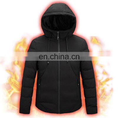 Factory direct men's heating jacket with hood heating down jacket plus size men jacket