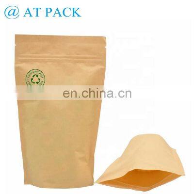 Custom Logo 100% Biodegradable Paper Bags With Zip lock/Biodegradable Kraft Paper Packaging Bags