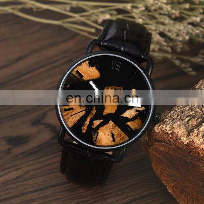 BOBO BIRD Wood Resin Watches for Men Luxury Brand Quartz Wristwatches Leather Band Male Clock Simple Watch Gifts Dropshipping photo-4