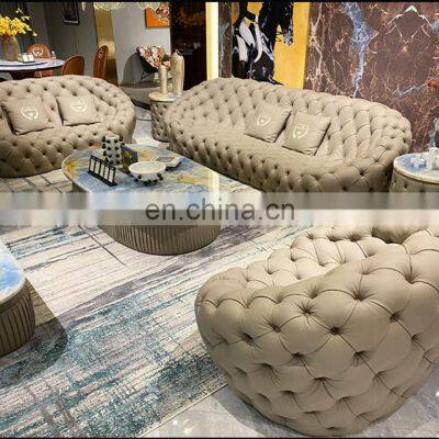 Custom Grey Italian Sofa Set Designs Luxury Contemporary Button Upholstered Velvet Sofa photo-3