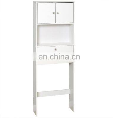 Waterproof Drop Door Over the Toilet Bathroom Cabinet, Bath Storage Shelves, White photo-2
