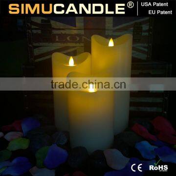 Battery operated LED candle with moving flame and USA, EU patent