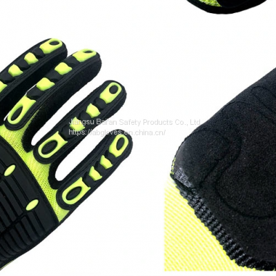 BA Gloves Oil and Gas Resistant Anti Impact & Cut 13G Hi-vis HPPE Liner Nitrile Sandy Coated TPR High Impact Anti Impact Gloves Impact Resistant Gloves photo-5