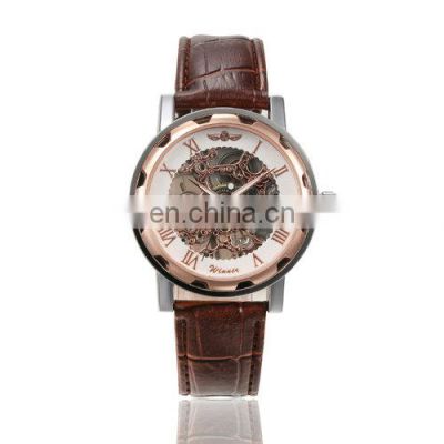 Winner 614 Original Brand Leather Strap Fashion Casual Business Hand-Winding Mens Wrist Watch Brands