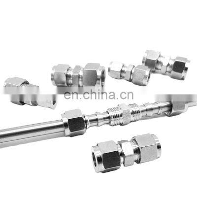 304/ 316 Stainless Steel Straight Reducing Double Ferrules Tube Fitting For Steel Pipe Connection