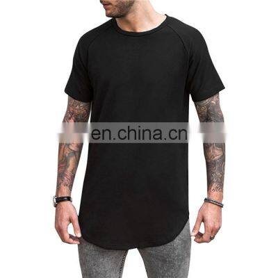 Online shopping long line scoop bottom drop hem custom street wear t-shirt