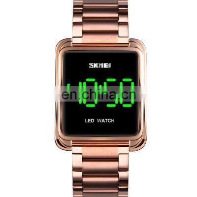 Luxury good quality 30m waterproof Skmei 1505 new design led light touch screen stainless steel mesh strap men digital watch