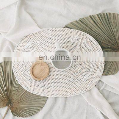 White Color Rattan Placemats Dining Table, Rattan Wall Decoration Beautiful Woven wall decor basket