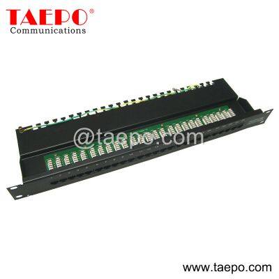 19 inch 1U 25 port CAT3 UTP RJ45 telephone patch panel with cable management from China Factory TAEPO