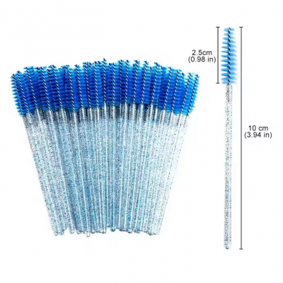 50pcs Cheap Disposable Nylon Mascara Wands and Eyelashes Curler in Portable Cosmetiquera Eyelashes Brush Free Samples