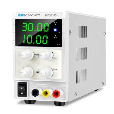 DC Power Supply Adjustable 0-30V 0-10A 4-Digital High Precision DC Power Supply Regulated for Lab Teaching, DIY and Electronic Repair