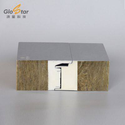 PU rock wool sandwich panel source manufacturer, used for steel structure factory building exterior walls and roofs