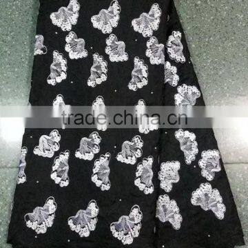 T281-3 black High quality organza sequin african fabric and textile