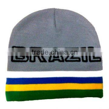 High quality knitted Brazil football cap