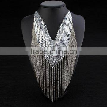Latest Jewelry Fashion Alloy Gold Charming Chain Tassel Wholesale Chunky Statement Necklace Quality Choice photo-2