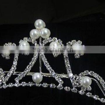 Crystal Bridal Wedding Crown With Pearl Hair Comb Tiaras, Fashion Wedding Crown photo-2