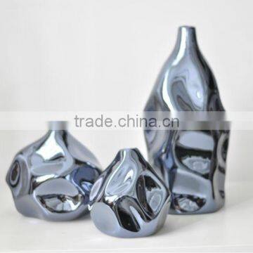 round ceramic vases,blue and yelow ceramic floor vases,hot sale exclusive ceramic vase