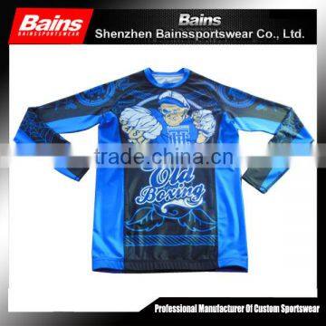 High Quality Long Sleeve custom rash guard/China manufacturer factory mma rash guard/Attractive designs sublimated rash guard