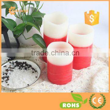 Everlasting Flameless Pillar LED Candle, Wax Melted Edge with RED led candle wax