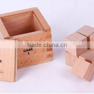 Hot Sale Kids Toys 7*7*6.8cm Size Gabe Toys OEM Natural Wooden Divided Cube photo-2