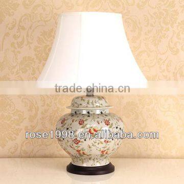 traditional table lamp with pottery in round shape