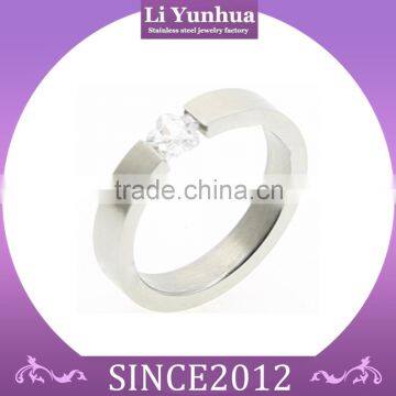 Stainless Steel Rings Matte Polish Tension Setting Rings With Zircon